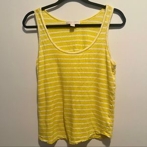⭐️3/$25⭐️ Michael Kors Yellow/White Striped Tank Size Medium